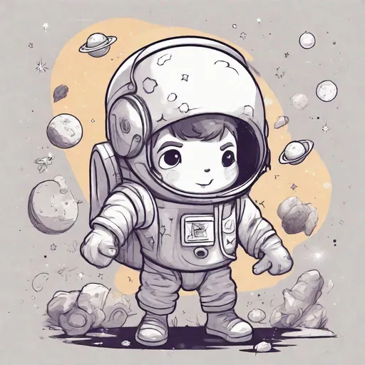 Prompt: draw the character of a nice boy who came from another galaxy. Galaxies where there is healthy life and no trash. it's like a cosmonaut but from another planet who fights for a clean planet. it's supposed to be a mascot. and ideally let him collect the waste
