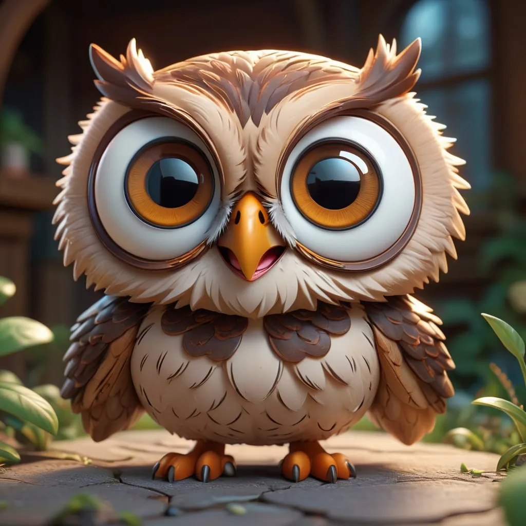 Prompt: pltn style, Cute owl chibi :: by M4d L10n, smiling big, full shot, wide field of view, hyperdetailed, Behance HD, CGSociety, 8K resolution, detailed intricate environment, sunny, magical, trending on artstation, sharp focus, studio photo, intricate details, highly detailed, by greg rutkowski, trending on artstation, sharp focus, studio photo, intricate details, highly detailed, by greg rutkowski, sticker, vector, cute big circular reflective eyes, Pixar render, unreal engine cinematic smooth, intricate detail