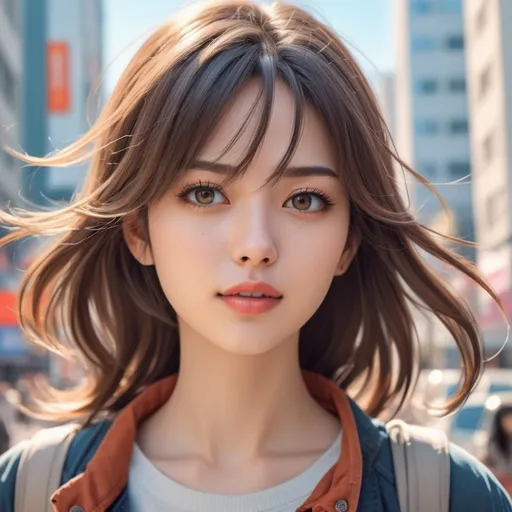 Prompt: (best-quality:0.8),
(best-quality:0.8), perfect anime illustration, extreme closeup portrait of a pretty woman walking through the city