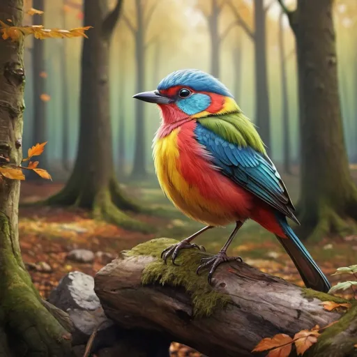 Prompt: Realistic digital painting
Colorful bird in medieval forests Central Europe
