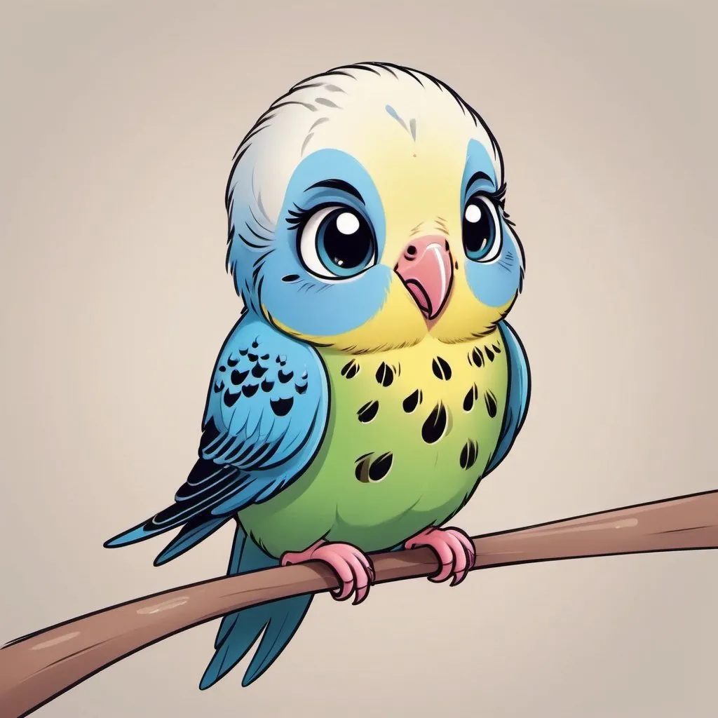 Prompt: cute budgie in disney style 

drawing

