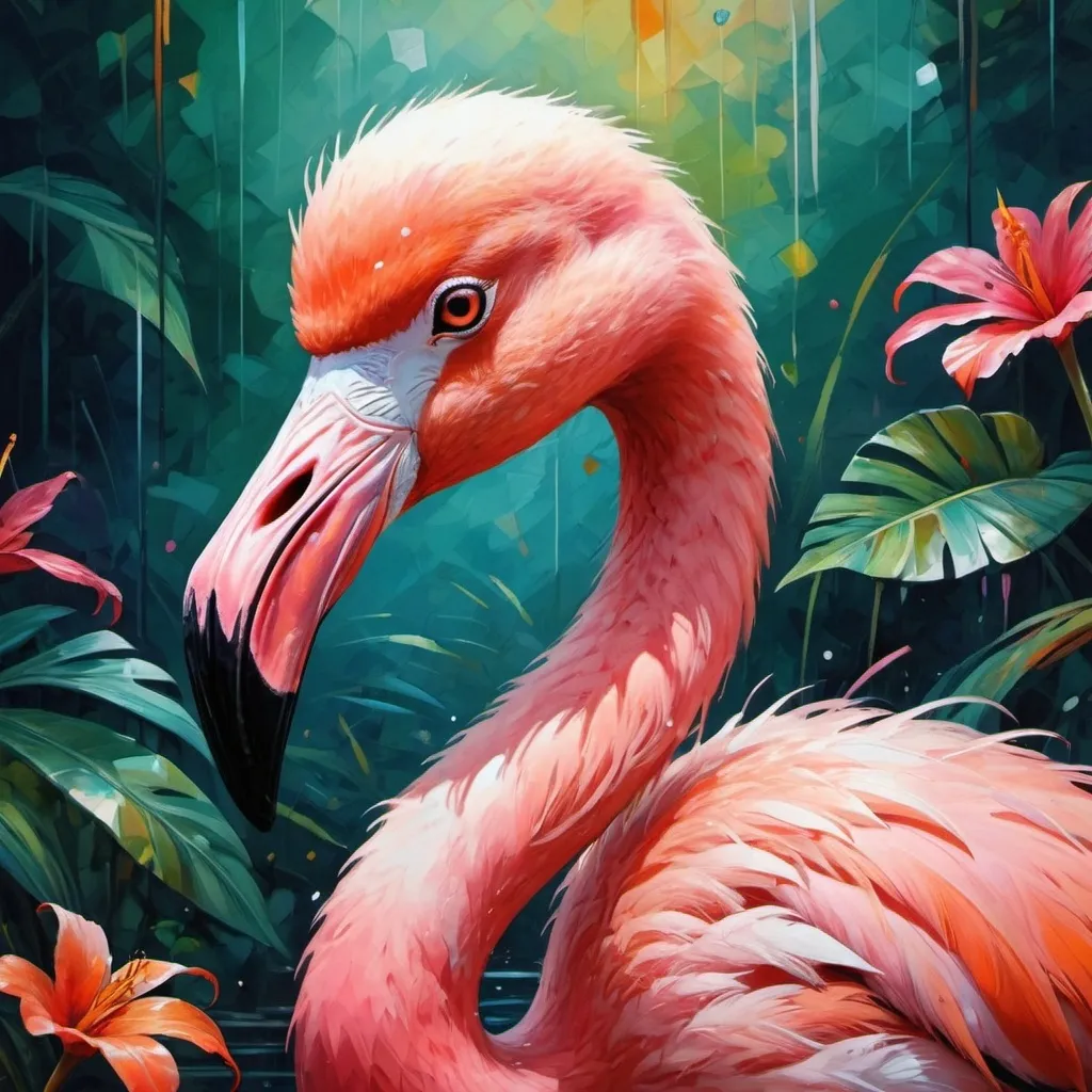 Prompt: Splendid portrait of A baby flamingo l! :: breathtaking cover art by Leonid Afremov, Brian Kesinger, Alena Aenami, Erin Hanson, Jean Baptiste Monge, insanely detailed, triadic color