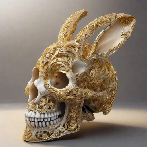 Prompt: featuring a surreal and opulent display of a rabbit skull adorned with countless gold and diamond embellishments. Envision intricate patterns of gold filigree intertwined with sparkling diamonds,  covering every curve and crevice of the skull. The eye sockets are filled with shimmering gemstones,  casting a mesmerizing glow from within. Surrounding the adorned skull,  visualize an aura of mystique and extravagance,  with cascading silk drapes and flickering candlelight adding to the surreal ambiance. This juxtaposition of the delicate and the macabre creates a captivating and visually striking portrayal of luxury and extravagance.", glitt3r, art_booster,<lora:glitt3r:0.500000>,<lora:01b12301-ba7e-4565-bc9e-cb8e38759a94:0.600000>,<lora:Bas_Waijers_-_Artstyle_Style_SDXL:0.400000>
Steps: 25, Sampler: DPM++ 2M Karras, CFG scale: 4.5, Seed: 3598621068, Size: 768x1152, Model: RealCartoonXLV6pruned: 331437e1ba9d", Version: v1.6.0.127-beta-3-1-g46a8f36, TaskID: 691540084561807772