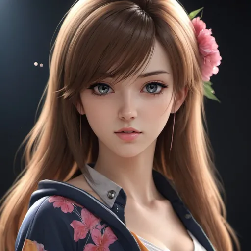 Prompt: 3d anime woman and beautiful pretty art 4k full HD rockstar