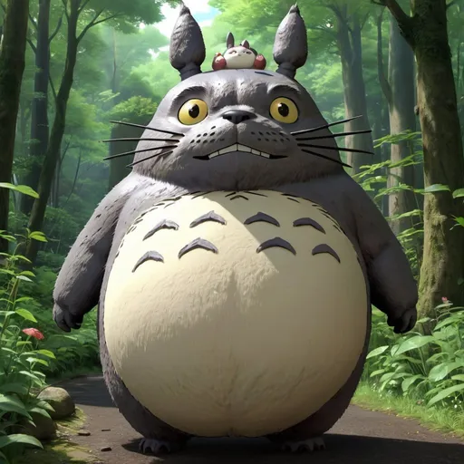 Prompt: Create a realistic 3D version of Studio Ghibli's character Totoro, while maintaining the style of Hayao Miyazaki --v 6.0 --s 750