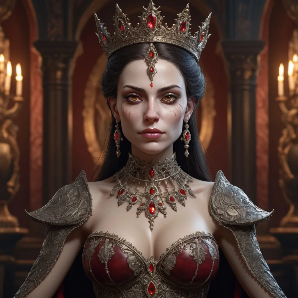 Prompt: Vampire Queen reimagined by TanvirTamim, oilpainting style, symmetrical, soft lighting, intricate details, highly detailed, unreal engine, sharp focus, studio photo, intricate details, by greg rutkowski, Might produce some random potatoes when remixed !!!