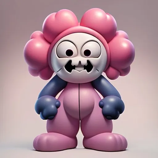 Prompt: Create eccentric figure, extremely bizarre. In style of Kaws