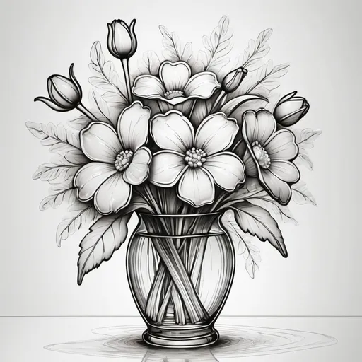 Prompt: beautiful bouquet of flowers made of glass clearly drawn clear contours detailed bright beautiful original