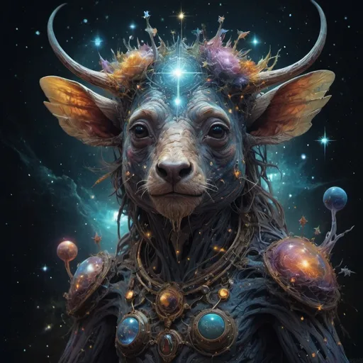 Prompt: cute animal translucide Amazing Awe-Inspiring Cosmic Creatures Parade: Explore A Cosmic Parade Of Fantastical Creatures. Picture Celestial Beings Adorned With Stars And Galaxies, Marching Through The Cosmos In A Celestial Celebration Carne Griffiths, Agostino Arrivabene) Dark, Moody, Colored Pencil Drawing," by Andreas Rocha, DANGIUZ, Jordan Grimmer; CGSociety, Zbrush Central, fantasy art 4K 64 megapixels 8K resolution HDR; volumetric lighting", Nikolina Petolas, Peter Gric, Dariusz Klimczak, surreal hallucinatory intricately detailed sharp focus"
