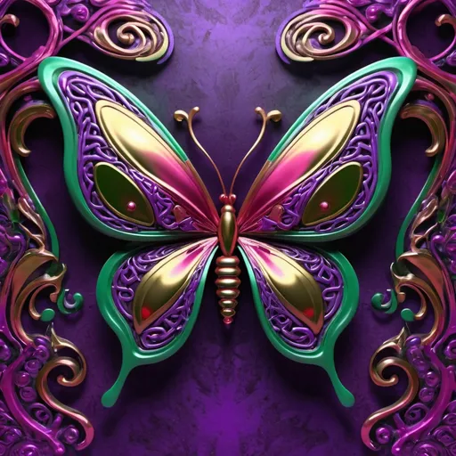 Prompt: beautiful freeform colorful chaos epic bold, 3D, HD, {one}({liquid metal {Celtic}butterfly} with {purple gold pink green red silver blood}ink), expansive psychedelic background, hyper realistic, uber detailed, 64k, high quality, sharp focus, studio photo, intricate details, highly detailed --s98500