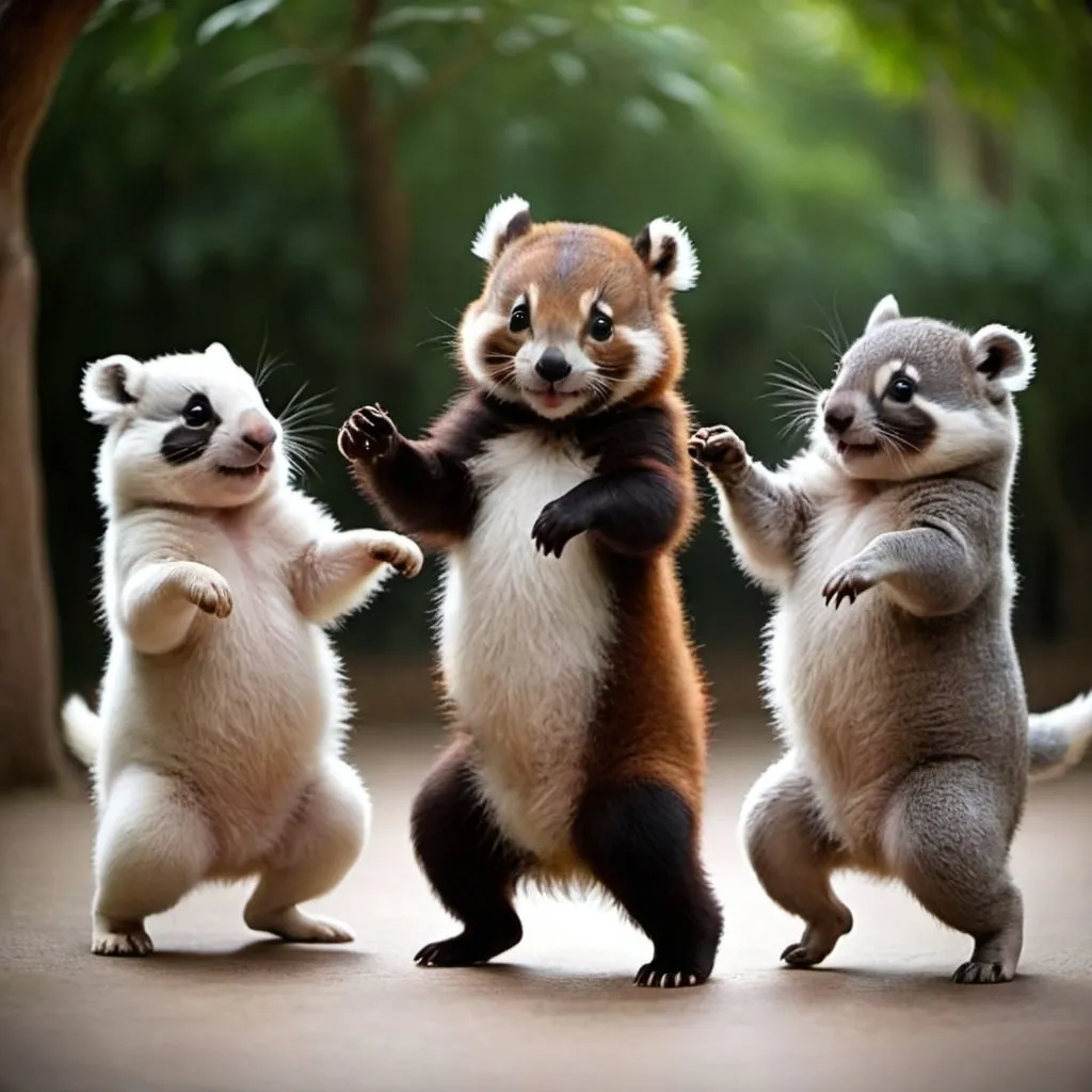 Prompt: Cute animals dancing