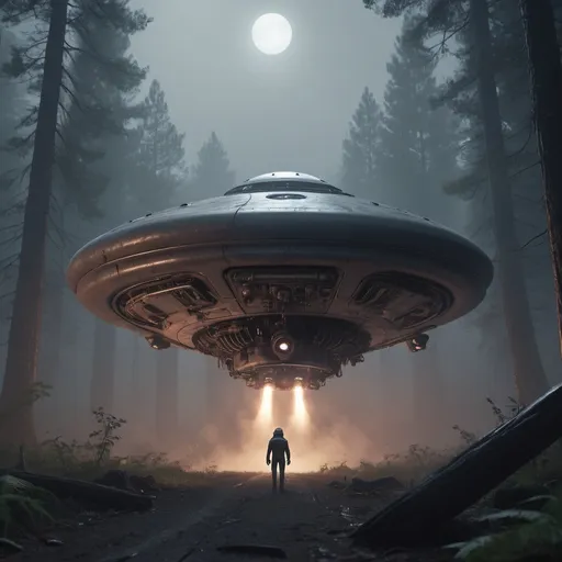 Prompt: 
Tiny CARTOON
 (“Grey Alien Gray Alien”) 

,moonlit, little bit of fog, haunting atmospheres, creepy forest background, eye-level camera, low angle, a bit of depth of blur, insanely detailed, Friday the 13th concept, octane render, redshift rendering, 8k, Created by Mr X 
Crashed flying saucer in background ROSWELL CRASH SITE

, cinematic, 4k, epic Steven Spielberg movie still, sharp focus, emitting diodes, smoke, artillery, sparks, racks, system unit, motherboard, by pascal blanche rutkowski repin artstation hyperrealism painting concept art of detailed character design matte painting, 4 k resolution blade runner