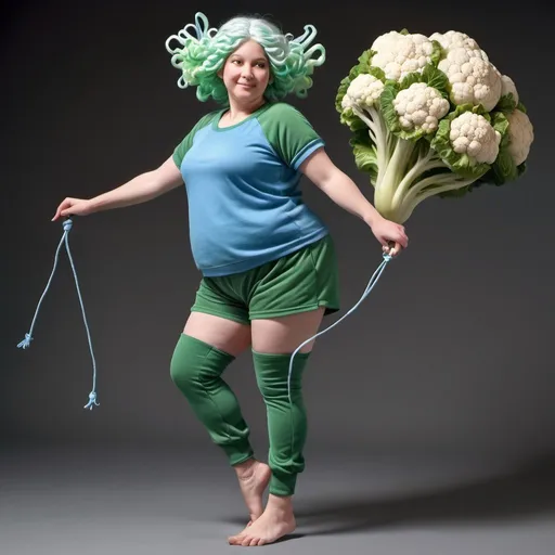 Prompt: cauliflower fairy wearing corded blue/green jogging top,

, fantasy, unrealistic, full length, full shot, show feet, show legs, include feet, include legs, taken from a long distance so can see the subject in context, seriously I want to see the whole subject and not just a part,