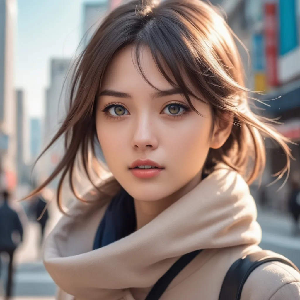 Prompt: (best-quality:0.8),
(best-quality:0.8), perfect anime illustration, extreme closeup portrait of a pretty woman walking through the city