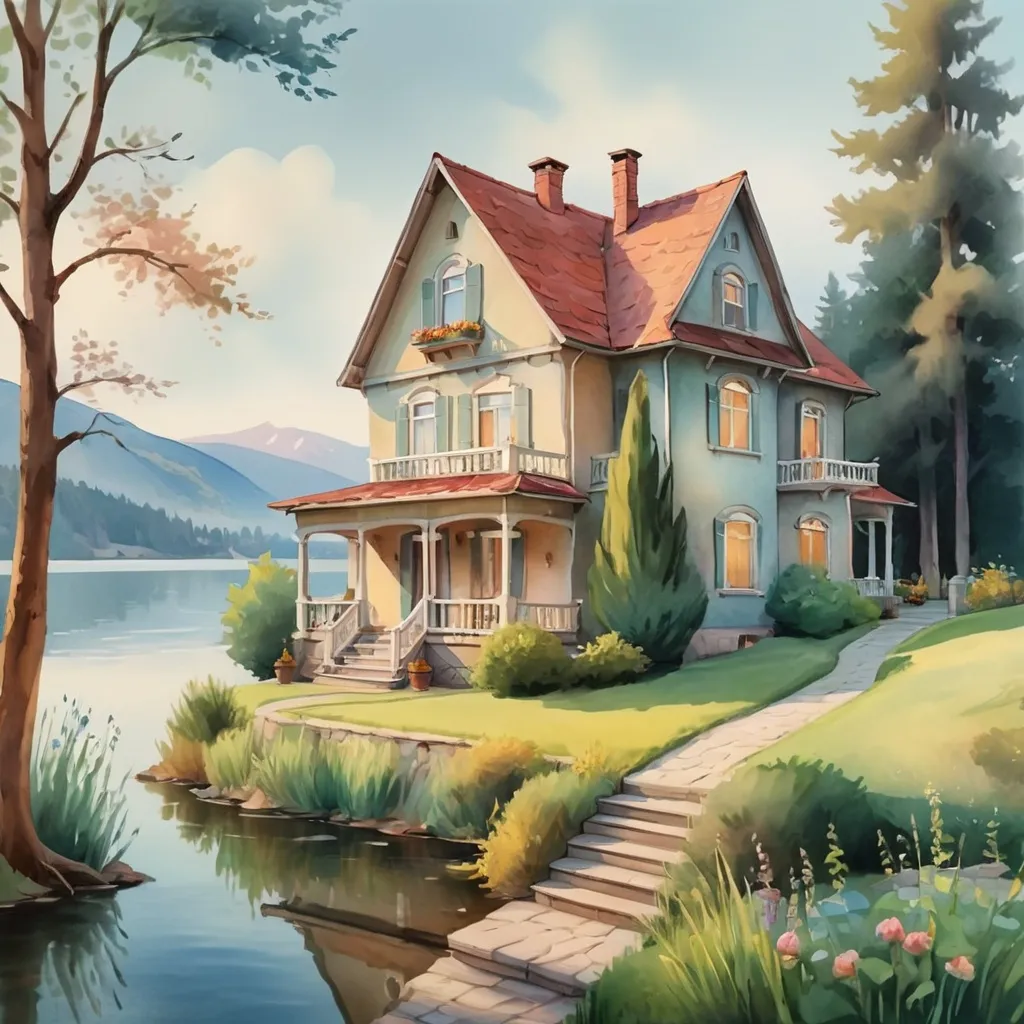 Illustration House Beautiful Nature Stock Illustration by  ©PantherMediaSeller #340751544