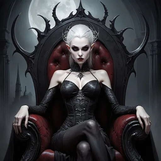 Prompt: art by Inna Mosina,luis royo
,Anna Dittmann,Charlie Bowater


 illustration of a vampire dark elf matriarch on her spider throne,






















































