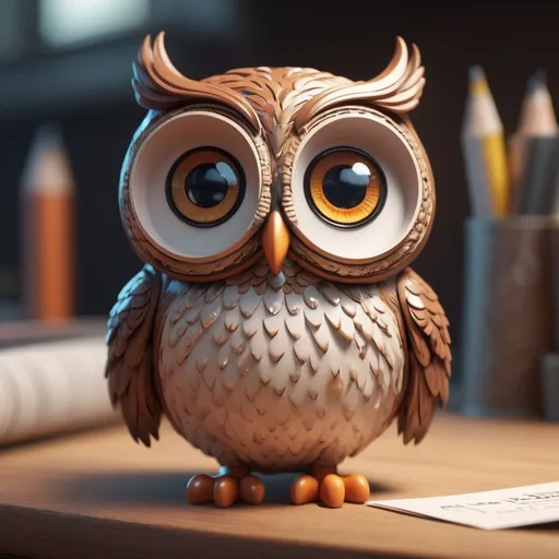 Prompt: pltn style, Cute owl chibi :: by M4d L10n, smiling big, full shot, wide field of view, hyperdetailed, Behance HD, CGSociety, 8K resolution, detailed intricate environment, sunny, magical, trending on artstation, sharp focus, studio photo, intricate details, highly detailed, by greg rutkowski, trending on artstation, sharp focus, studio photo, intricate details, highly detailed, by greg rutkowski, sticker, vector, cute big circular reflective eyes, Pixar render, unreal engine cinematic smooth, intricate detail