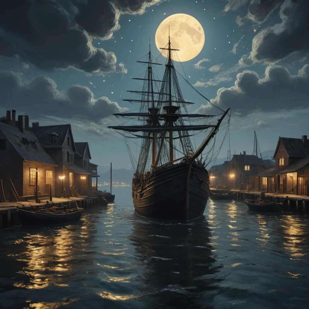 Prompt: the harbor scenery, Vincent van Gogh's unique artistic style, filled with emotion and inner spiritual strength, glides through oceanic void, depicts a starry night scene with a bright  moon and spinning stars, the harbor scenery at sunrise, by Jacob Lawrence and Francis picabia, perfect composition, beautiful detailed intricate insanely detailed octane render trending on artstation, 8 k artistic photography, photorealistic concept art, soft natural volumetric cinematic perfect light, chiaroscuro, award - winning photograph, masterpiece, oil on canvas, raphael, caravaggio, greg rutkowski, beeple, beksinski, giger