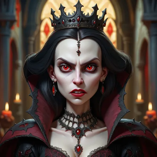 Prompt: Vampire Queen reimagined by TanvirTamim, oilpainting style, symmetrical, soft lighting, intricate details, highly detailed, unreal engine, sharp focus, studio photo, intricate details, by greg rutkowski, Might produce some random potatoes when remixed !!!
