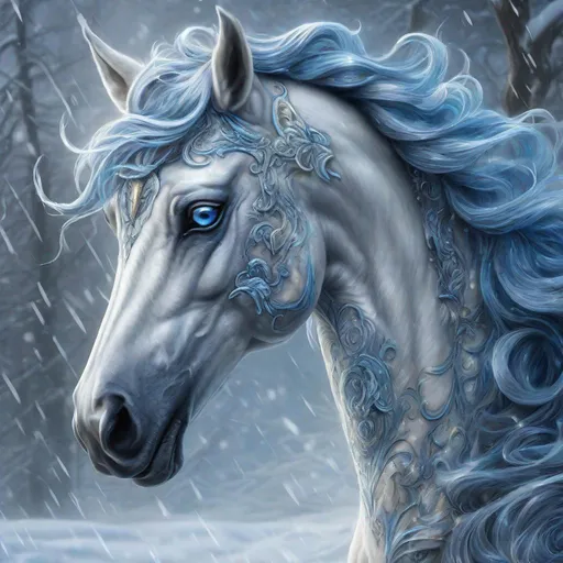 Prompt: art by  Phil Koch,Meghan Howland

"painting of a fantasy fairy horse in a snowstorm, ornate ears, piercing blue eyes, swirling grey and blue fur, beautiful wavy mane, ornate patterns, intricate details, front view head and shoulders portrait, 4k, white background, Unreal Engine, Artstation"



luminism, ultra  highly detailed, 32 k, 
Fantastic Realism complex background, dynamic lighting, lights, digital painting, intricated pose, highly detailed intricated,