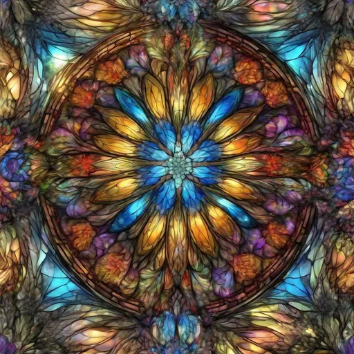 Prompt: transparent stained glass, flowers, extreme detail, 4k, ultra hd, fantasy art, fractal art, digital painting, radiant, hyper-detailed, colorful