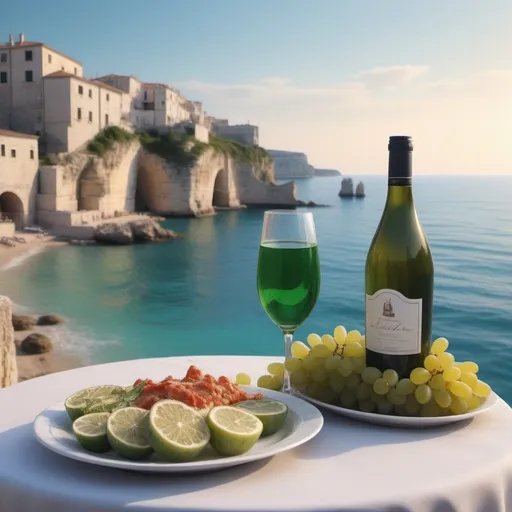 Prompt: "Generate an image of a romantic dinner scene for two at the beach in Polignano a Mare, Italy, known for its stunning coastal views. Set a table right by the shoreline, creating a picturesque beachside dining experience. Ensure that the beautiful serving platter with a mouthwatering lasagna, featuring a lighter sauce, is prominently featured as the centerpiece of the scene. Additionally, include two glasses, one with exceptionally refreshing and sparkling green grape juice with plenty of ice cubes, making it the focal point. The romantic ambiance should complement this beautiful Italian coastal setting."


" ultra hd, realistic, vivid colors, highly detailed, UHD drawing, pen and ink, perfect composition, beautiful detailed intricate insanely detailed octane render trending on artstation, 8k artistic photography, photorealistic concept art, soft natural volumetric cinematic perfect light"

