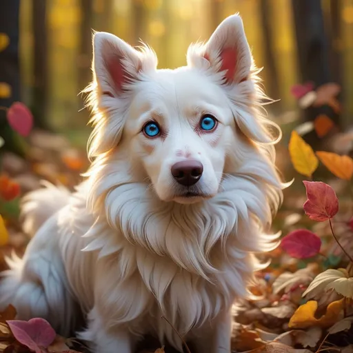 Prompt: "In the enchanting realm of fur and wagging tails, a magical dog steps into existence. Its coat, a symphony of colors woven by the hands of nature, and its eyes, sparkling with a mischievous gleam, transport onlookers to a world where wonder and joy dance together. This ethereal canine, a furry muse of dreams, leaves an indelible mark on hearts, turning ordinary moments into extraordinary memories."