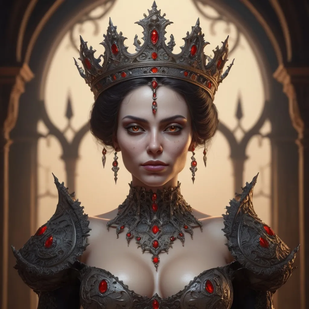 Prompt: Vampire Queen reimagined by TanvirTamim, oilpainting style, symmetrical, soft lighting, intricate details, highly detailed, unreal engine, sharp focus, studio photo, intricate details, by greg rutkowski, Might produce some random potatoes when remixed !!!