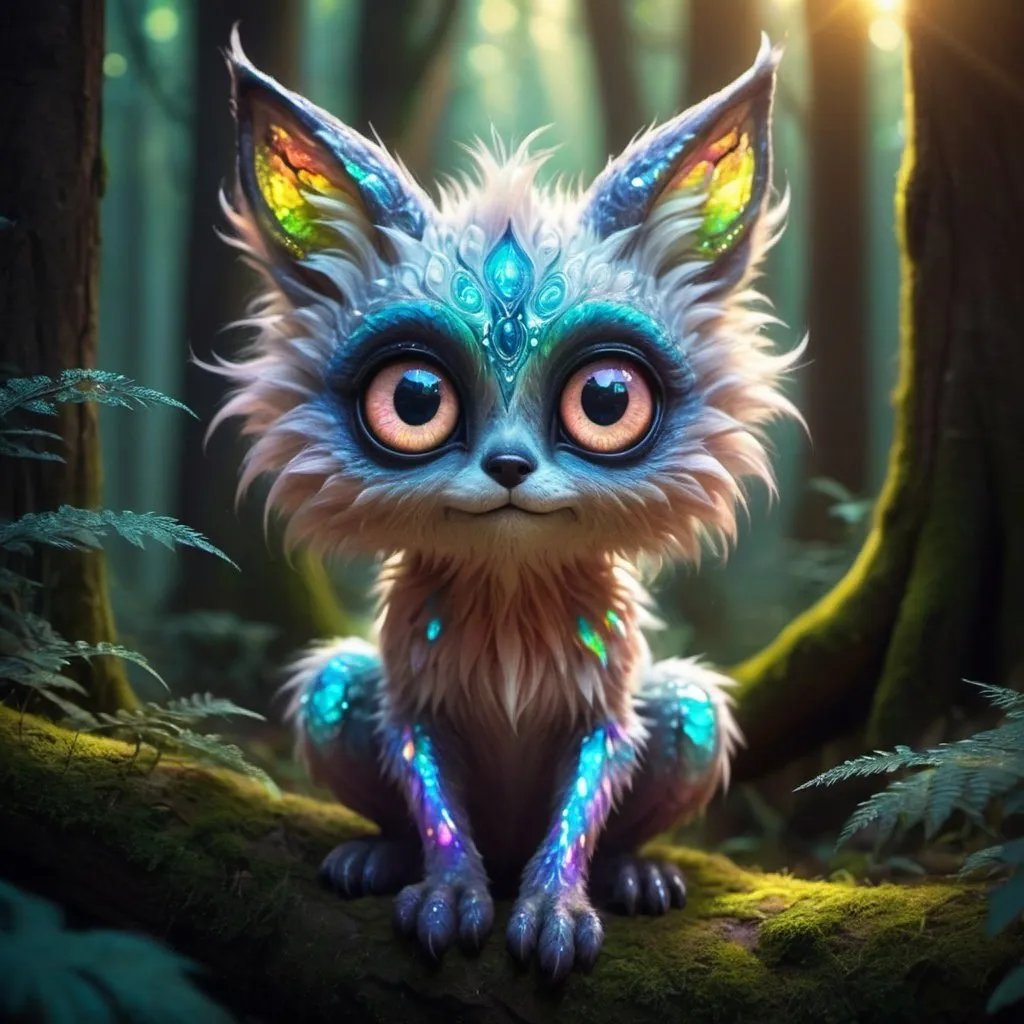 Prompt: 
Insanely beautiful and cute furry creature with big loving eyes in a magical forest, stunning, something that even doesn't exist, mythical being, energy, molecular, textures, iridescent and luminescent scales, breathtaking beauty, pure perfection, divine presence, unforgettable, impressive, breathtaking beauty, Volumetric light, auras, rays, vivid colors reflects