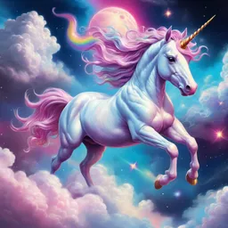 ornate-gnu88: Lisa frank red fox with unicorn horn and rainbow and stars