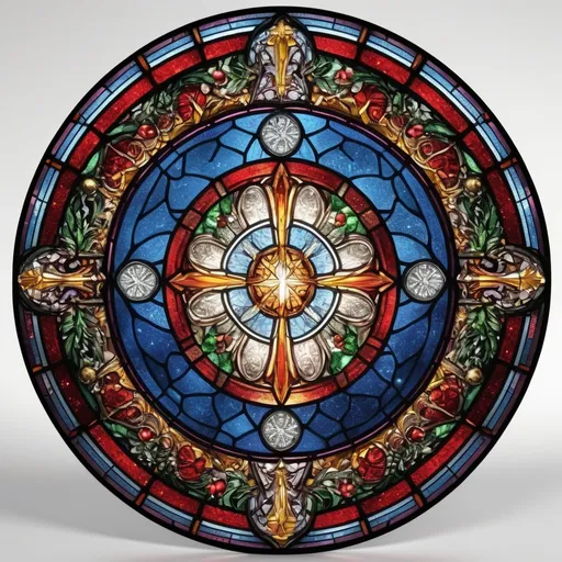 Prompt: Epically detailed and award winning ultra hd round Stained Glass  “2023 Christmas ” on a white background ,  vibrant bright glitter colors, near perfection, breathtaking, hyper realistic, high quality, ultra resolution, intricate detail, --s 750 -