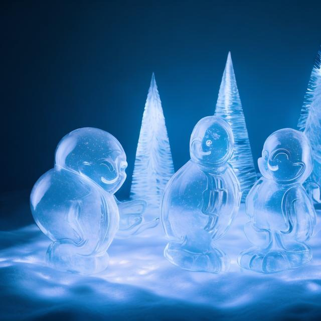 Prompt: cinematic, stunning, minimalist Christmas themed Glowing Ice Sculptures, commercial ad campaign, beautiful shot. 8k. Wallpaper. Extremely detailed