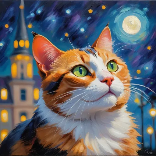 Prompt: "An (impressionist) painting of a cat under the night sky