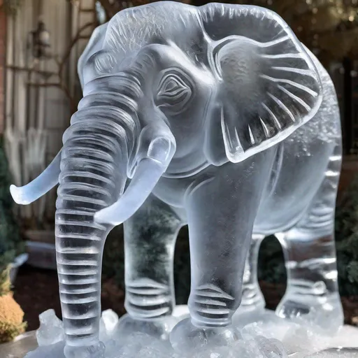 Prompt: realistic elephant ice sculpture