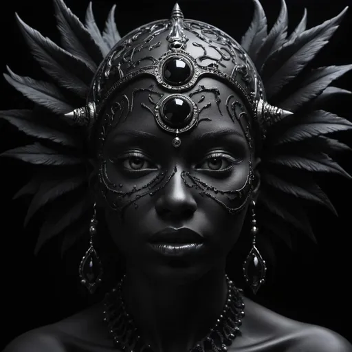 Prompt: "Explore the depths of darkness with your "Black" creation. Let your imagination run wild and create a unique and visually stunning piece that captures the essence of black."