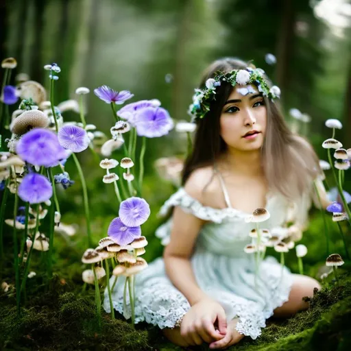 Prompt: : a beautiful, giantess, colossal goddess, landscape, detailed, floral, fantasy, landscape, floral, (small chest) mushrooms, soft, pretty, delicate, delicate face,  visuals, aesthetic, full body and face focus, intricate details, exceptional detail, fantasy, ethereal lighting, hyper sharp, sharp focus, photorealistic portrait, detailed face, highly detailed, realistic, hyper realistic, colorful, unreal engine, Ultra realistic, athletic body, Highly detailed photo realistic digital artwork. High definition. Face by Tom Bagshaw and art by Sakimichan, Android Jones" and tom bagshaw, Biggals, beautiful face, beautiful body, beautiful eyes, beautiful hair, smooth textures,is a digital painting with vibrant colors and exceptional detail, created using 3DS Max, AppGameKit, and Behance HD.

--aspect 5:4
--chaos 50
--quality 1
--seed 123456
--stop 100
--version 5.1
--stylize 500
--uplight
--iw 0.5


