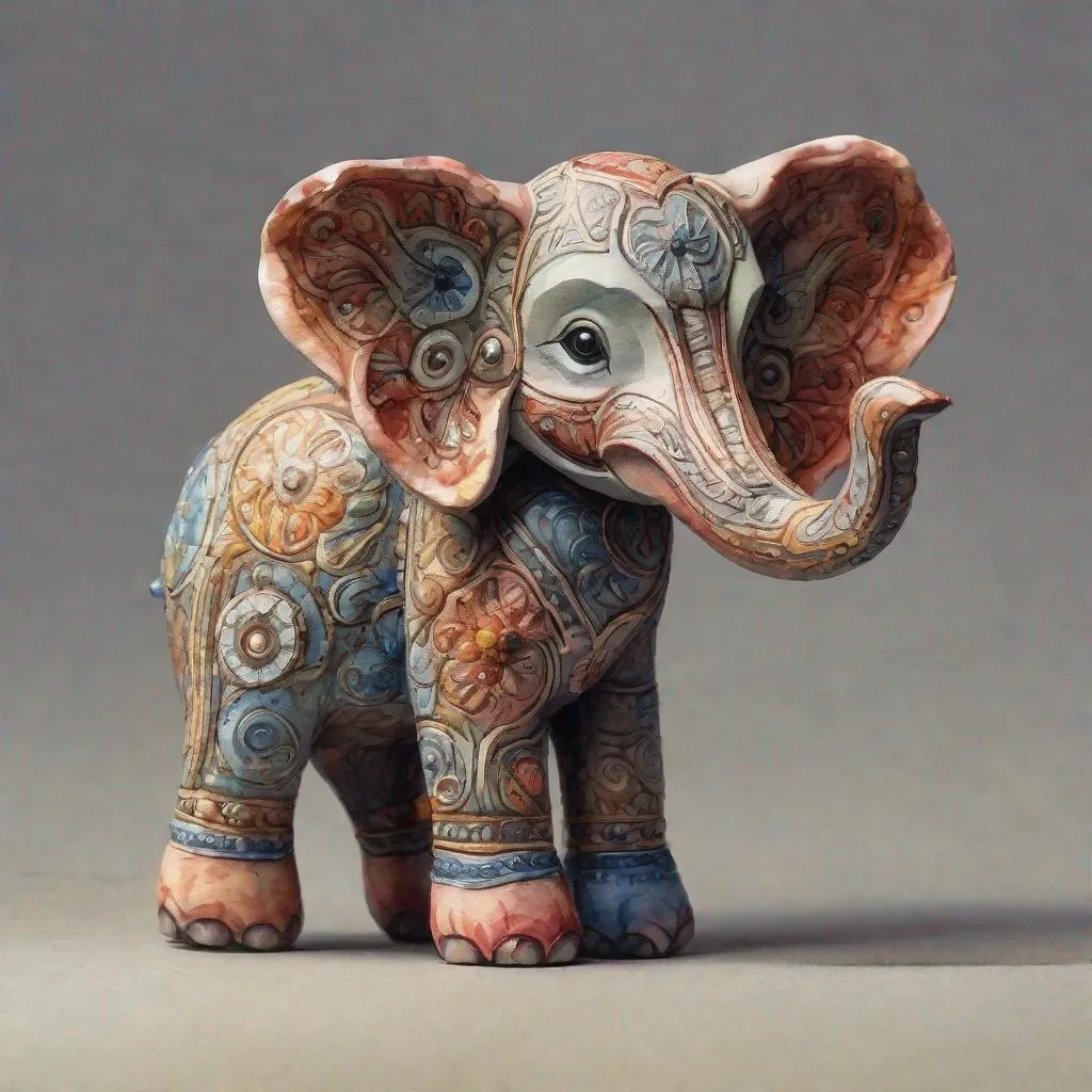 Prompt: elephant toy, Watercolor, trending on artstation, sharp focus, studio photo, intricate details, highly detailed, by greg rutkowski