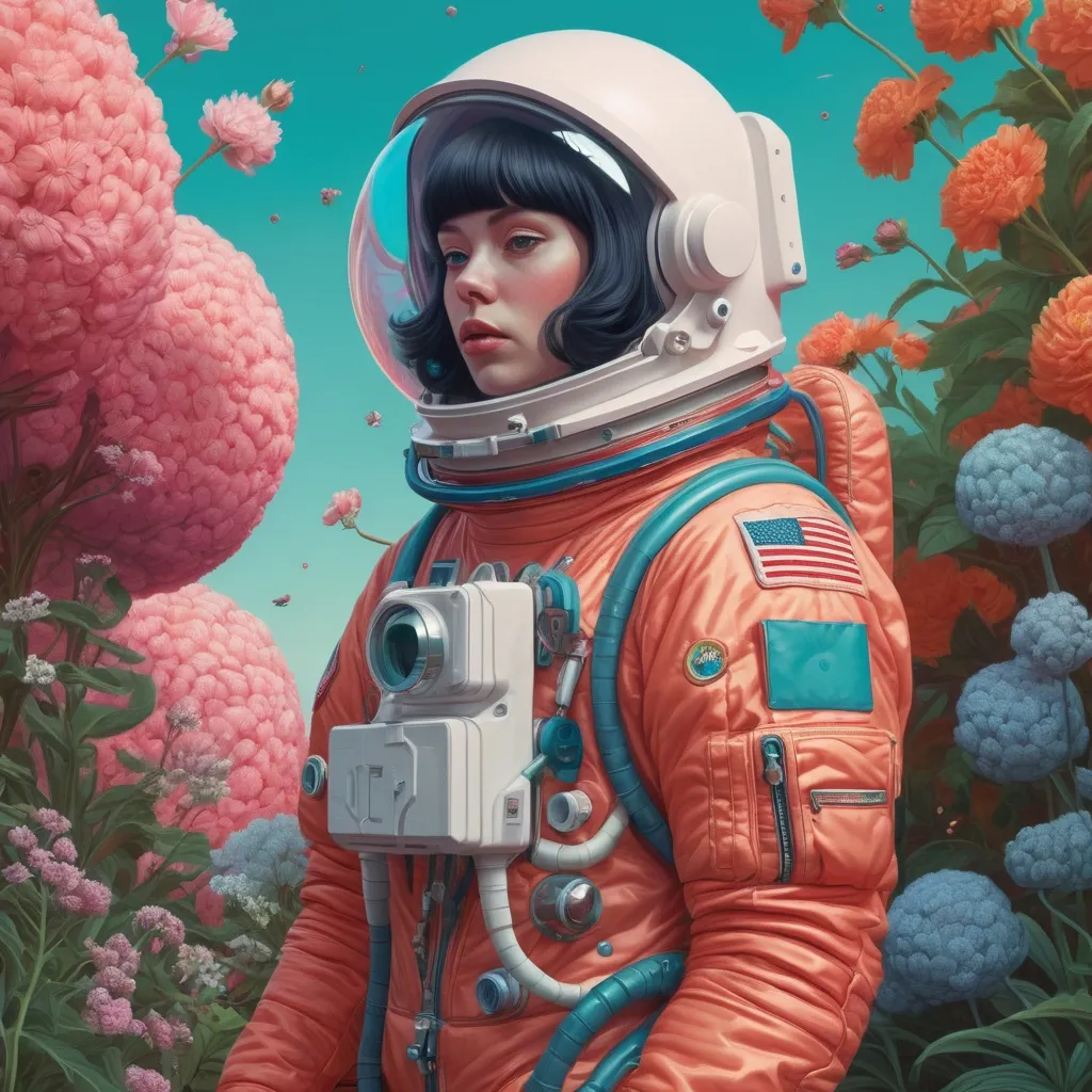 Prompt: An astronaut in a garden on a spring day, by martine johanna and simon stalenhag and chie yoshii and casey weldon and wlop : : ornate, dynamic, particulate, rich colors, intricate, elegant, highly detailed, harper's bazaar art, fashion magazine, smooth, sharp focus, 8 k, octane render