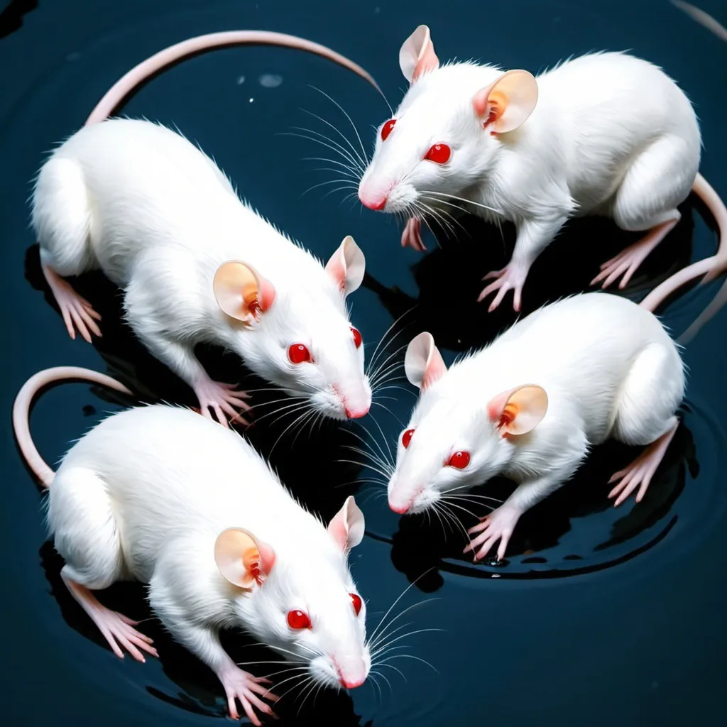 Prompt: The white rats plunged into the water.