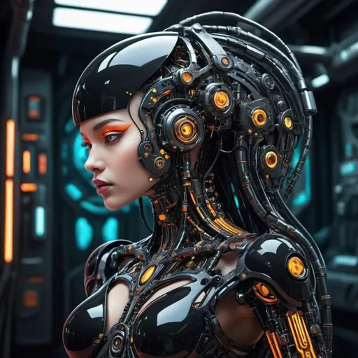 Prompt: <mymodel>Futuristic, surreal machines awakening, black colors, flashy style, surrealistic, vibrant, vivid, cybernetic, detailed machinery, high quality, misc-tribal, surrealism, cyberpunk, vibrant colors, detailed, futuristic machines, awakening, flashy, cybernetic