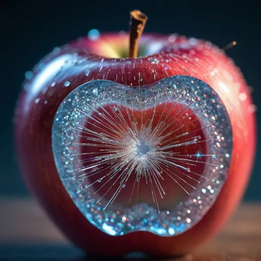 Prompt: crystal apple lots of sparks, Miki Asai Macro photography, close-up, hyper detailed, trending on artstation, sharp focus, studio photo, intricate details, highly detailed, by greg rutkowski