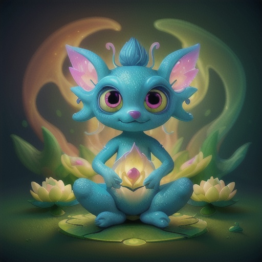 Prompt: 
incredibly cute fantastic lotus creature with glowing big eyes, ultra detail, abstraction, surrealism, best quality, masterpiece, luminescence, splash