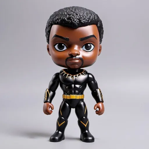 Prompt:  a 'Super 7' style toy figure, inspired by Super 7 action figures and reminiscent of toys from the 70s and 80s, based on an iconic member of the Black Panther Party. The toy should capture the essence and history of the Black Panther member, incorporating details such as their distinctive attire, emblem, and characteristics in the style of vintage toys. Additionally, design an eye-catching packaging that complements the toy's aesthetics, evoking nostalgia for classic toy packaging from the 70s and 80s. The overall design should be appealing to both Black Panther enthusiasts and toy collectors, conveying a message of social activism and empowerment.