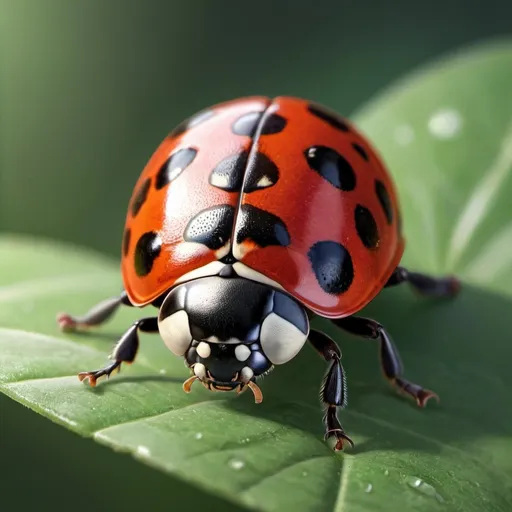 Prompt: A realistic
 girly ladybug with eyes and a mouth
