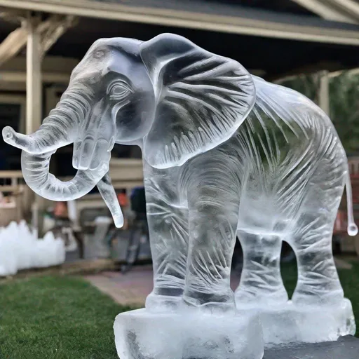 Prompt: realistic elephant ice sculpture