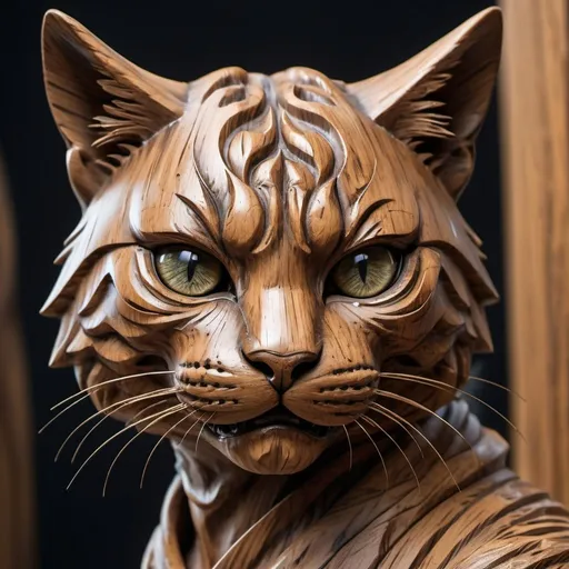 Prompt: A fierce feline with a rebellious attitude, adorned in grunge fashion and ready to take on the world.
decadence,  wooden sculpture, Miki Asai Macro photography, close-up, hyper detailed, trending on artstation, sharp focus, studio photo, intricate details, highly detailed, by greg rutkowski