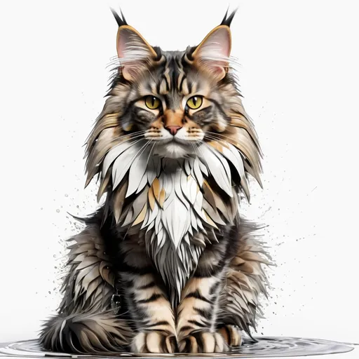 Prompt: Art Deco, maine coon cat, Datanoshing, Ink v3, Splash style, Abstract Art, Abstract Tech, 3D, High definition, Photo realistic, specified, CyberTech, 8k, ultra realistic