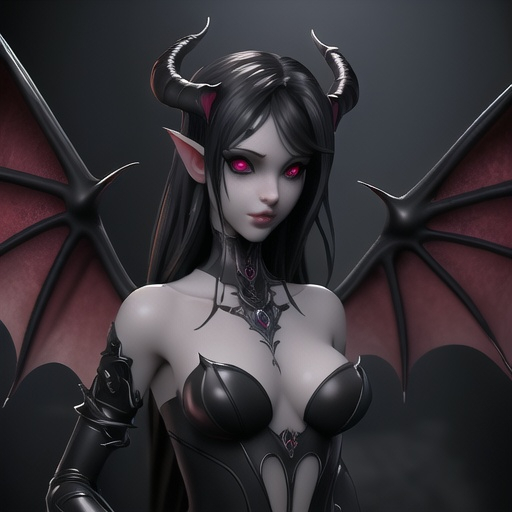 Prompt: fantasy art, digital painting, 

in a foggy underworld,

a beautiful young Angelina Valentine:succubus, red eyes, black bat wings:6, simple black horns, pale skin,

a very sad and empty expression, cinematic atmosphere,

half body, drab colors, muted colors, 

hyperdetailed, ultra-realistic, fractal, textured skin, UHD, fantasy, succubus,