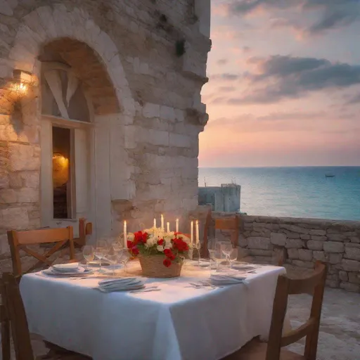 Prompt: "Generate an image of a romantic dinner scene for two at the beach in Polignano a Mare, Italy, known for its stunning coastal views. Set a table right by the shoreline, creating a picturesque beachside dining experience. Ensure that the beautiful serving platter with a mouthwatering lasagna, featuring a lighter sauce, is prominently featured as the centerpiece of the scene. Additionally, include two glasses, one with exceptionally refreshing and sparkling green grape juice with plenty of ice cubes, making it the focal point. The romantic ambiance should complement this beautiful Italian coastal setting."


" ultra hd, realistic, vivid colors, highly detailed, UHD drawing, pen and ink, perfect composition, beautiful detailed intricate insanely detailed octane render trending on artstation, 8k artistic photography, photorealistic concept art, soft natural volumetric cinematic perfect light"

