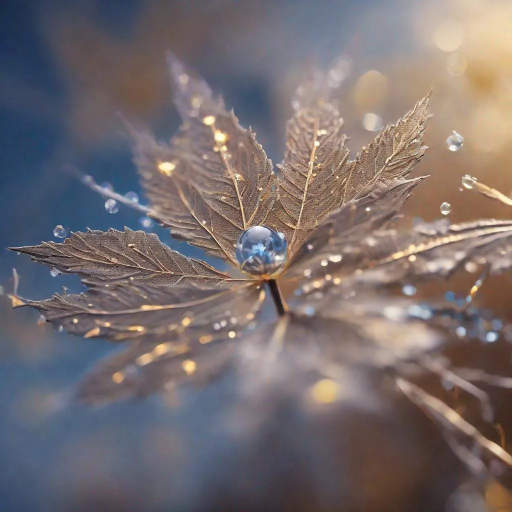 Prompt: The sky is clear
Like the depths of a river.
fall like stars
From sycamore leaves.
And above the field is a thread
It rings like a string
The flower became sad -
She hears the snow., Miki Asai Macro photography, close-up, hyper detailed, trending on artstation, sharp focus, studio photo, intricate details, highly detailed, by greg rutkowski